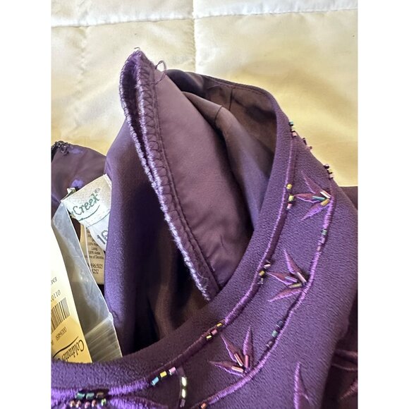 Coldwater Creek Purple Embroidered Beaded Popover Semi-Formal Party Dress 16p - Picture 6 of 16